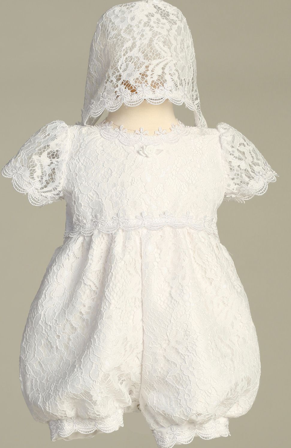 Lace Romper with Bonnet