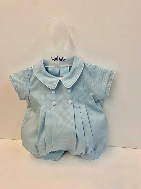77811 Blue Pleated Boys Romper