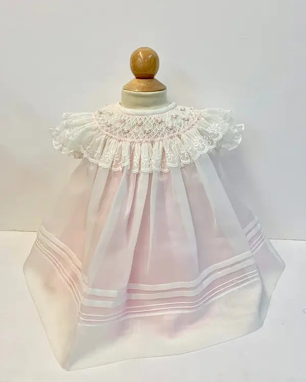 16622 Sweet Sheer Ivory Pink Smocked Dress canastillaidealkids 16622 Sweet Sheer Ivory Pink Smocked Dress canastillaidealkids