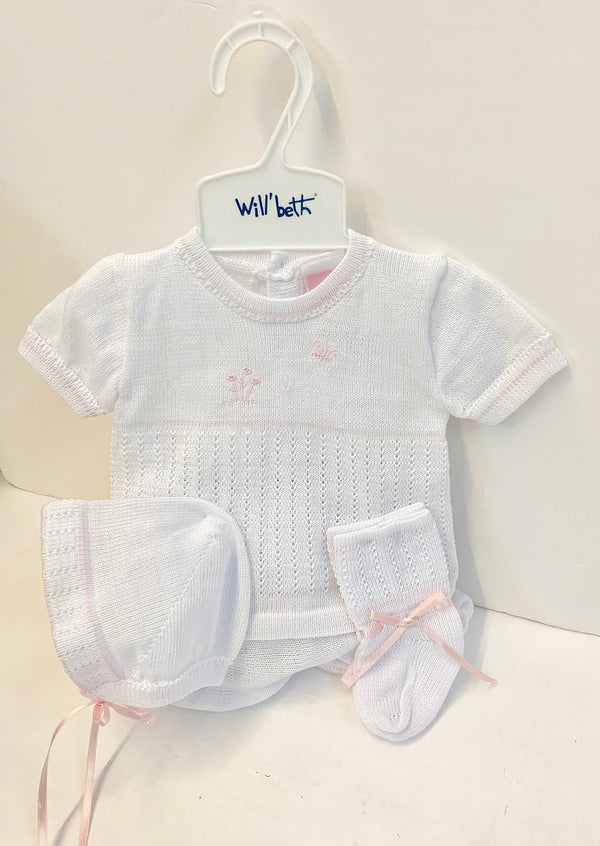 85508G Sweet 4pc White Pink Knit Set