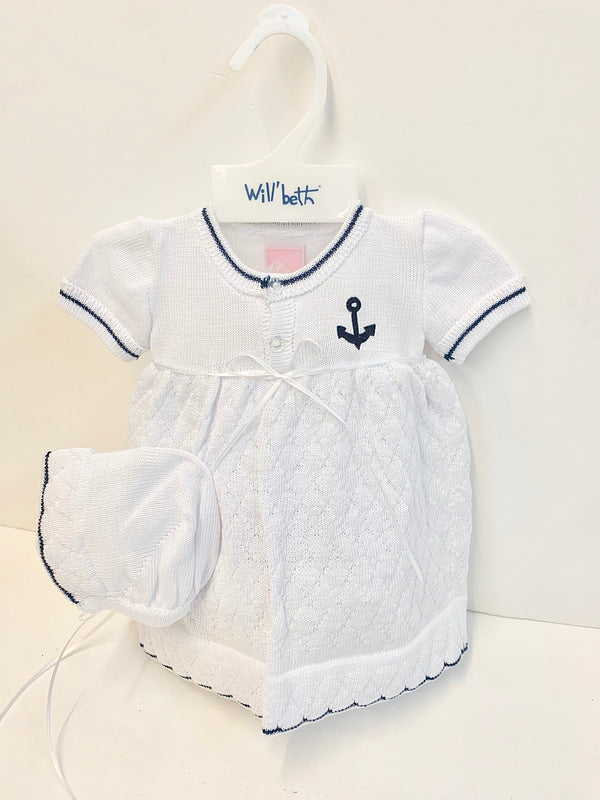 85514 White Navy Girls Knit Set