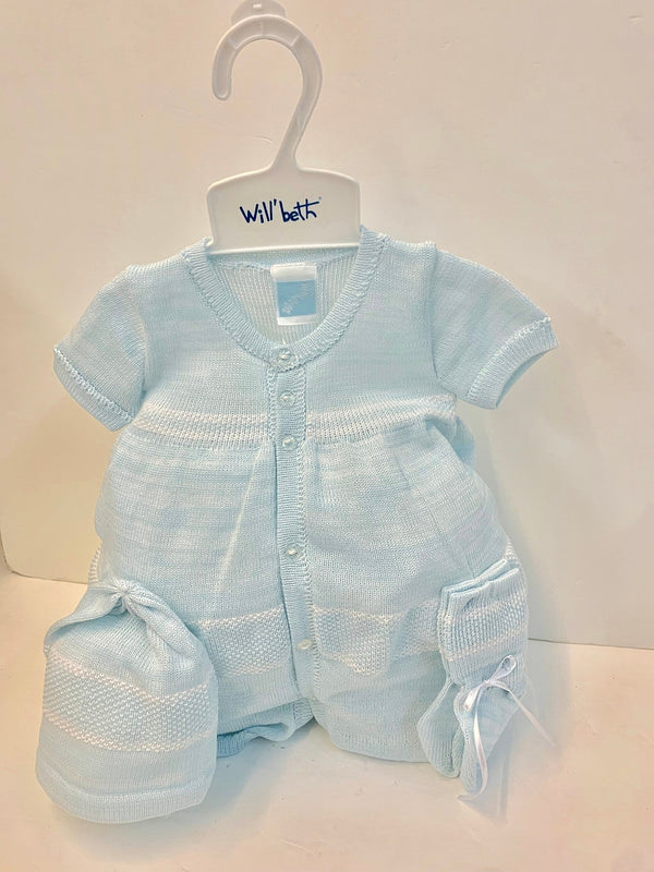 85507 3pc Blue Knit Romper