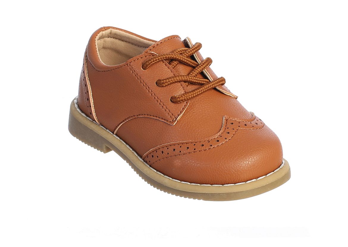 Boys Matte PU Leather Wing Tip Shoes