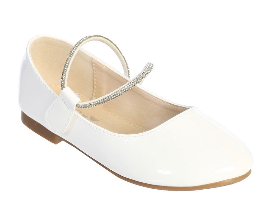 Patents Flats with rhinestone strap S165 - White
