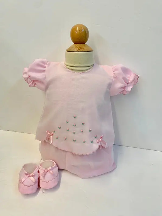 556 Delicate Pink Dress W Booties Set