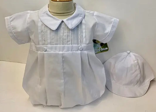 77633 White Boys Romper Set