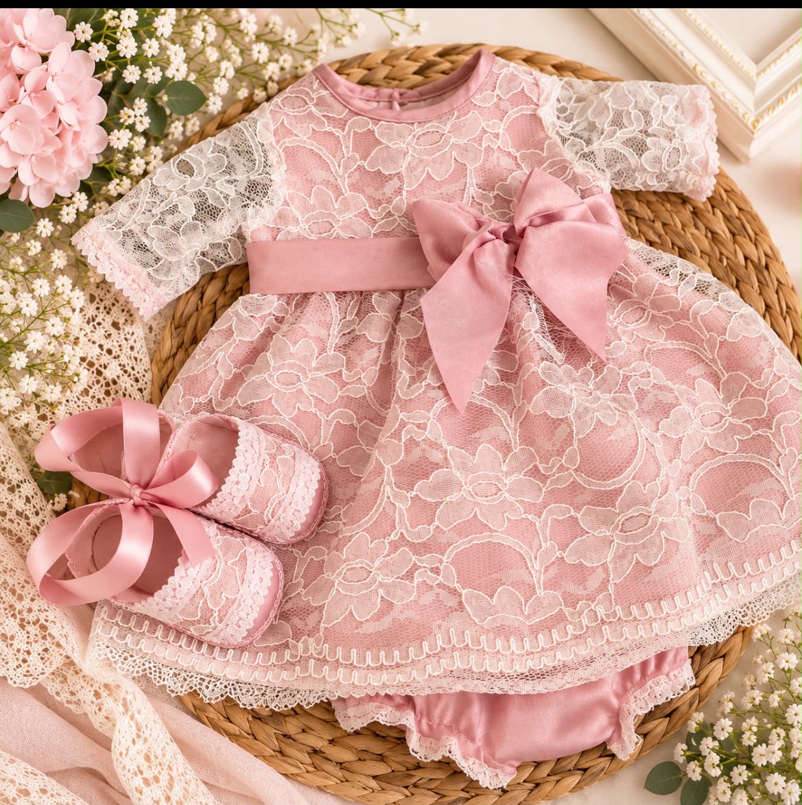Ameli Handcrafted Lace Baby Dress Set | Canastilla Ideal Kids