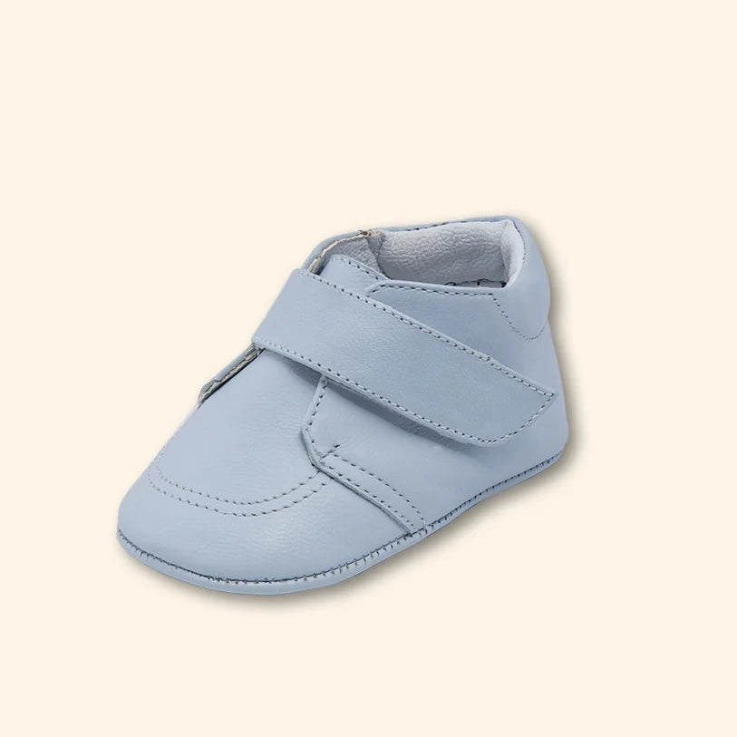 Pre-Walk Leather Stripes White Baby Shoes | Canastilla Ideal Kids