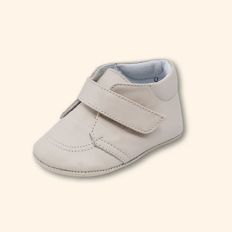 Pre-Walk Leather Stripes White Baby Shoes | Canastilla Ideal Kids