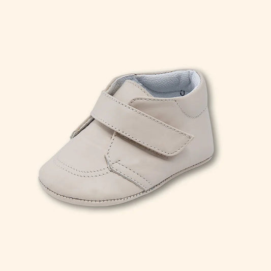 Pre-Walk Leather Stripes White Baby Shoes | Canastilla Ideal Kids