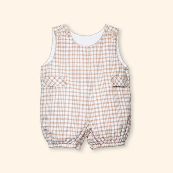 Squares Plaid Cotton Baby Bubble Romper | Canastilla Ideal Kids