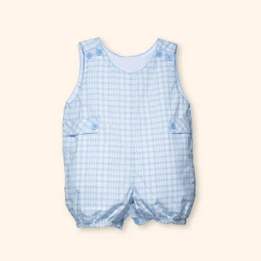 Squares Plaid Cotton Baby Bubble Romper | Canastilla Ideal Kids