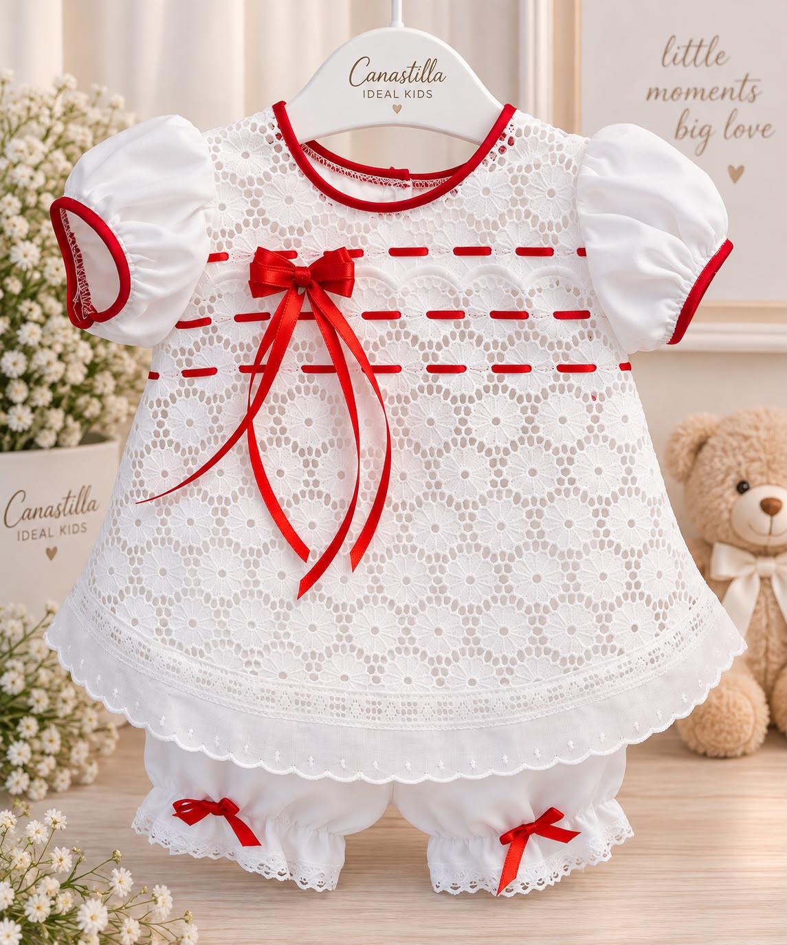 Isabella Embroidered Baby Dress Set | Canastilla Ideal Kids