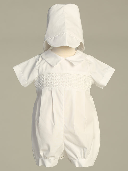 Smocked Cotton Baby Boy Romper Set | Canastilla Ideal Kids