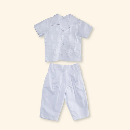 Mambo White Linen Guayabera Set for Baby | Canastilla Ideal Kids