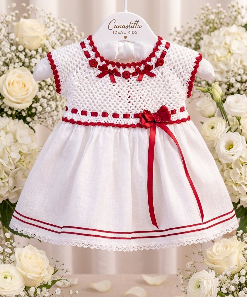 Olivia Crochet & Gauze Baby Dress | Canastilla Ideal Kids