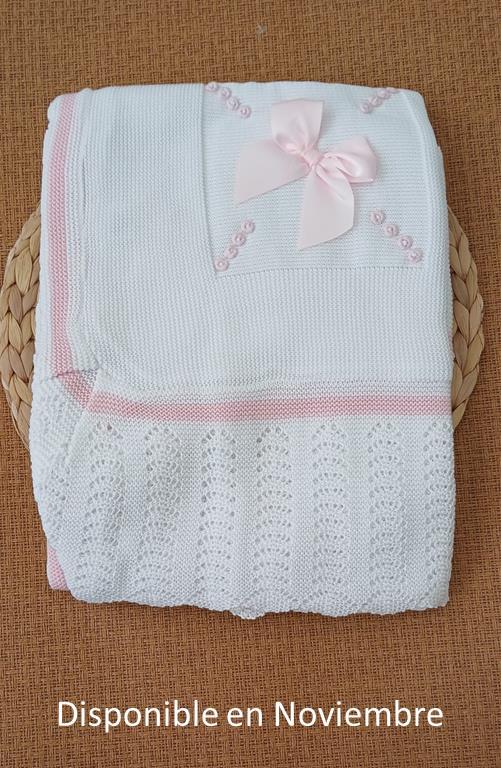 Petal Knit Baby Blanket with Satin Bow
