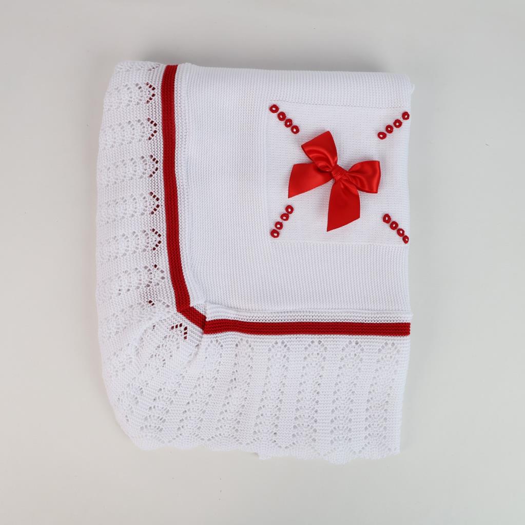 Petal Knit Baby Blanket with Satin Bow