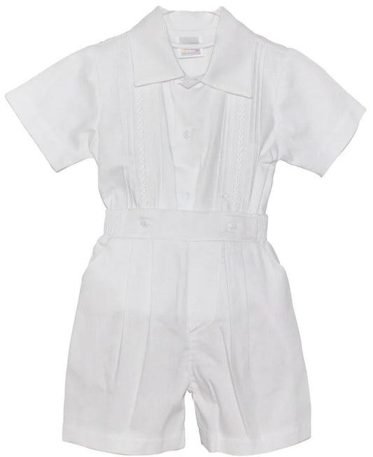 Rumba White Piqué Two Piece Baby Boy Set | Canastilla Ideal Kids