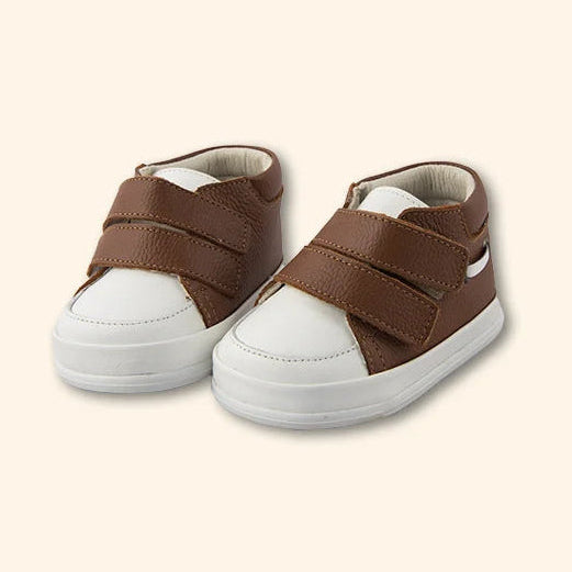 Coffee Leather Pre-Walker Baby Shoes | Canastilla Ideal Kids