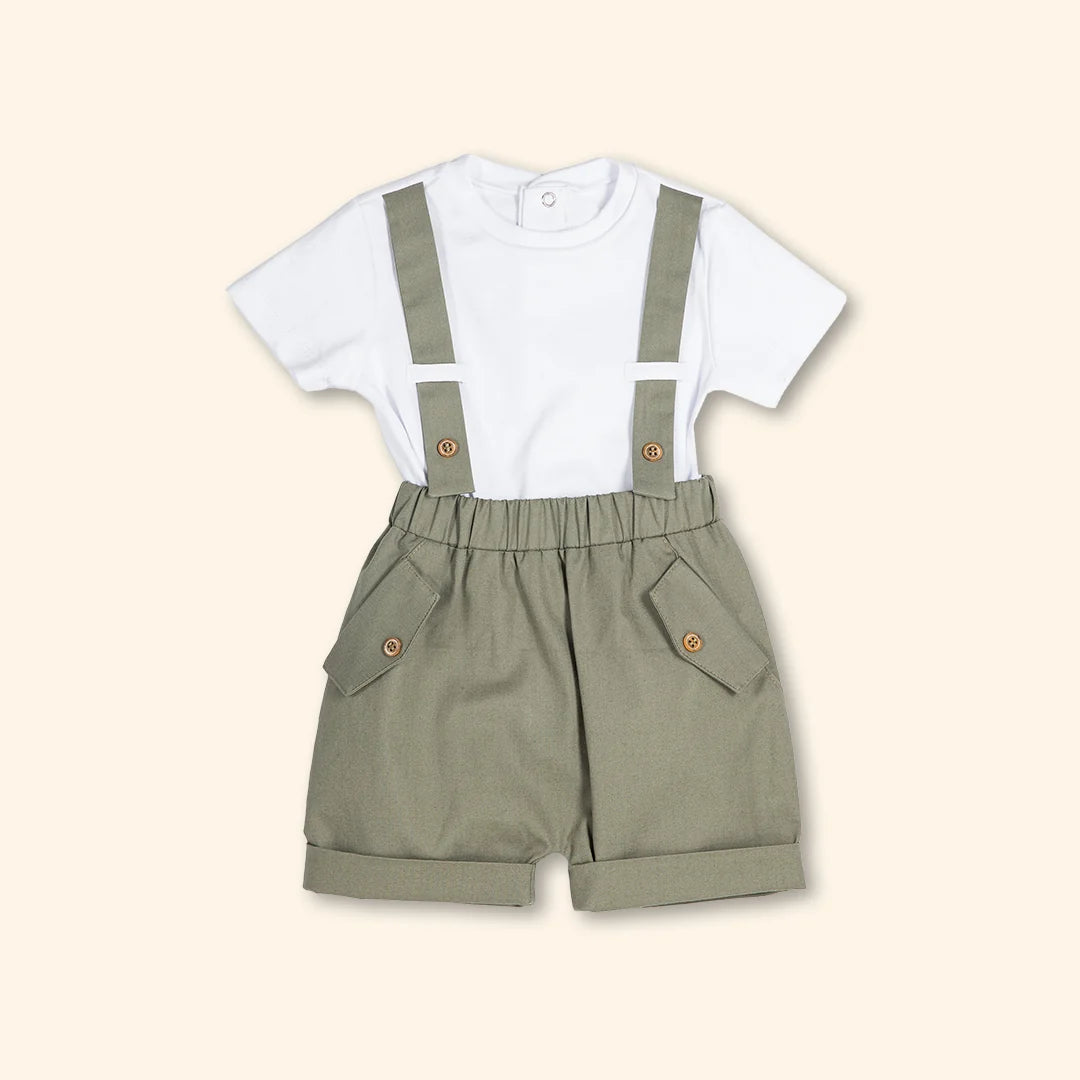 Bob Two-Piece Baby Boy Set with Suspender Detail | Canastilla Ideal Kids