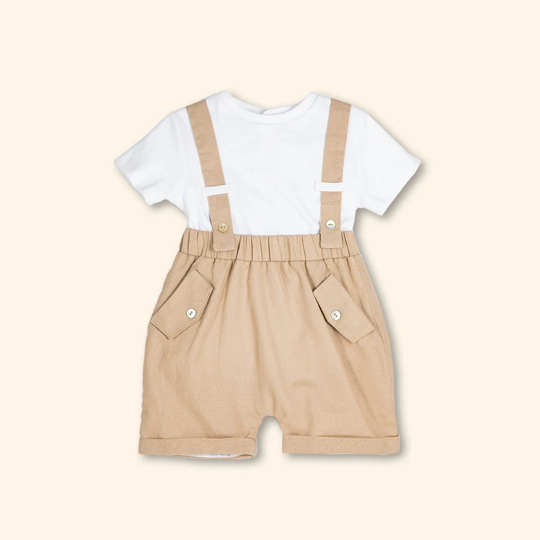Bob Two-Piece Baby Boy Set with Suspender Detail | Canastilla Ideal Kids