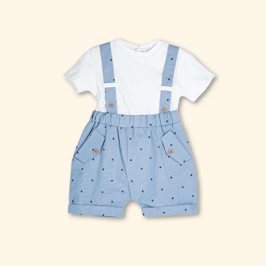 Bob Two-Piece Baby Boy Set with Suspender Detail | Canastilla Ideal Kids