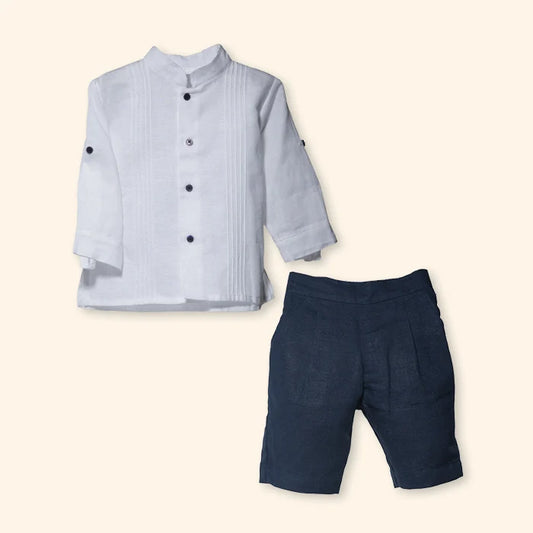 Kobe Linen Two-Piece Baby Boy Set | Canastilla Ideal Kids
