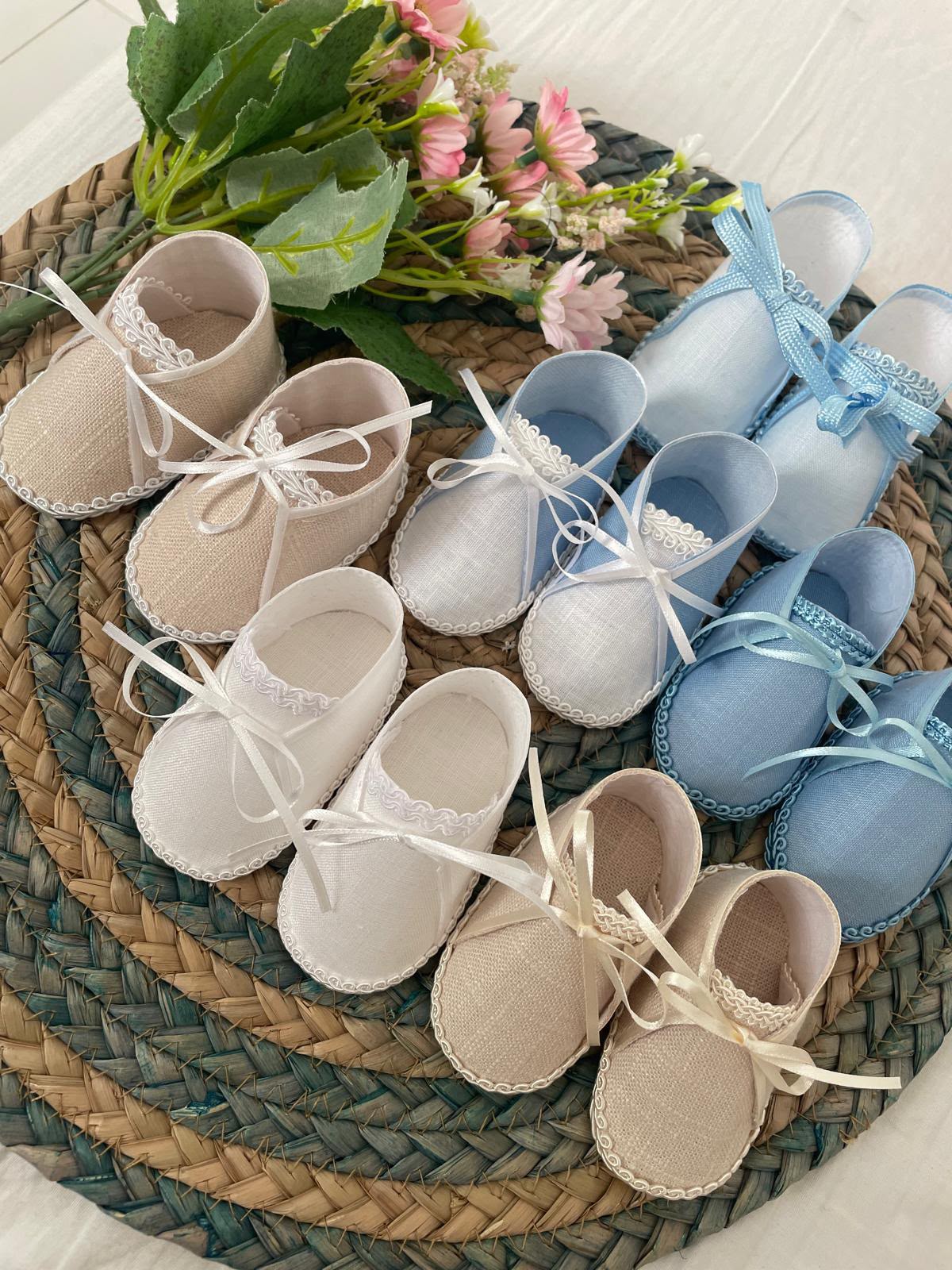 Classic Linen Baby Booties