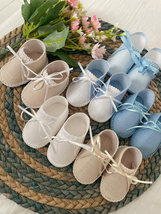 Classic Linen Baby Booties