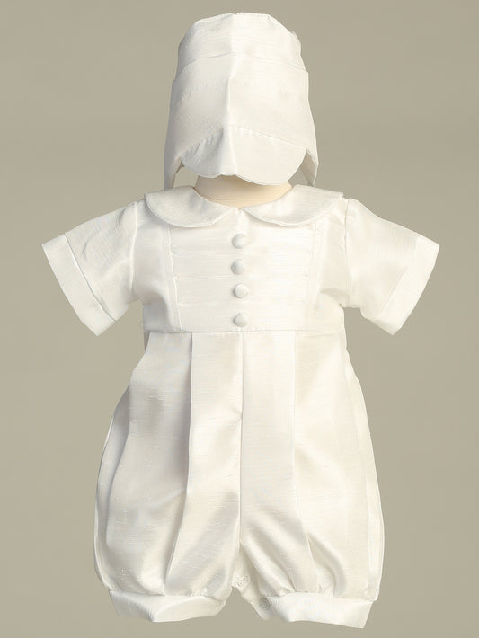 Baby Boy Shantung Baptism Romper | Canastilla Ideal Kids