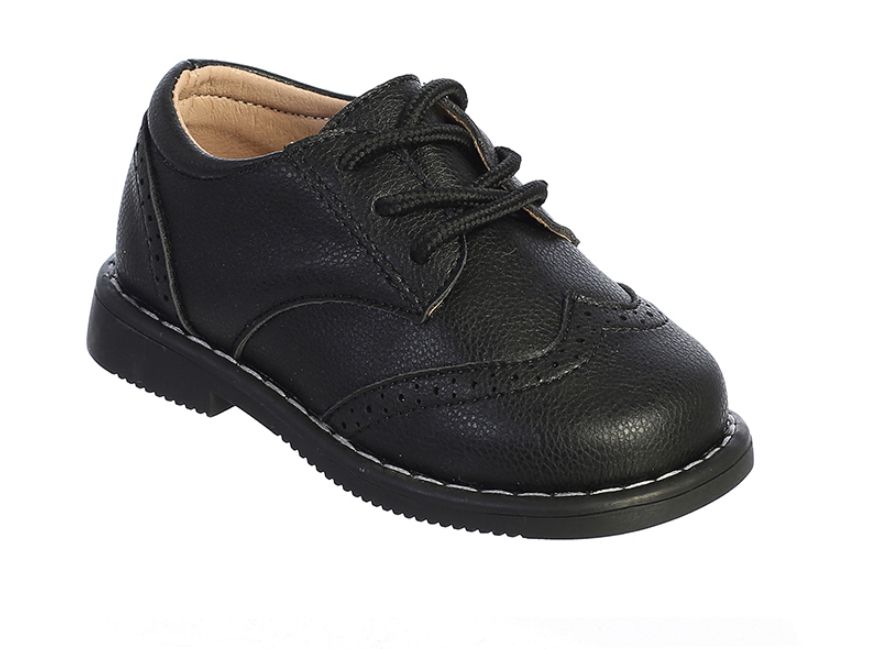 Boys Matte PU Leather Wing Tip Shoes