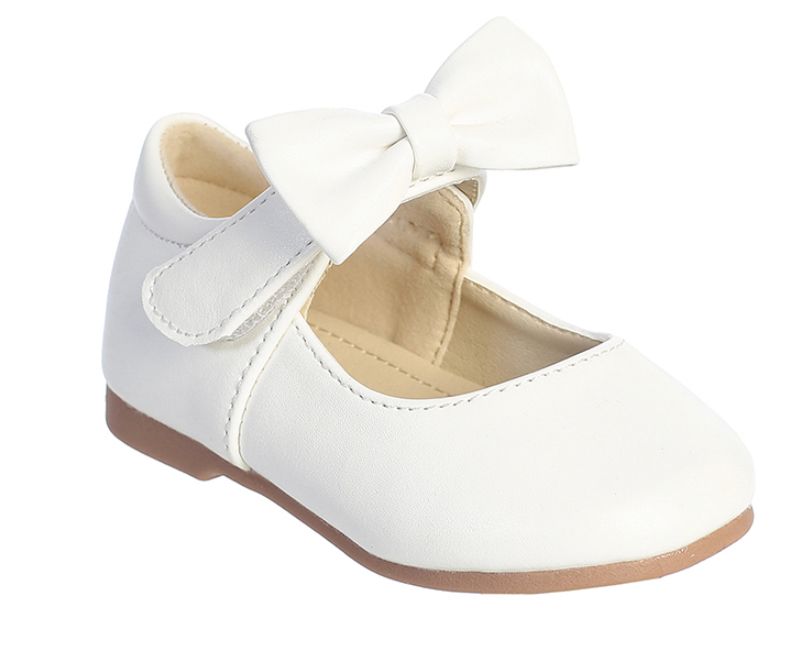 Matte Shoe with Bow Accent and Velcro Strap S161