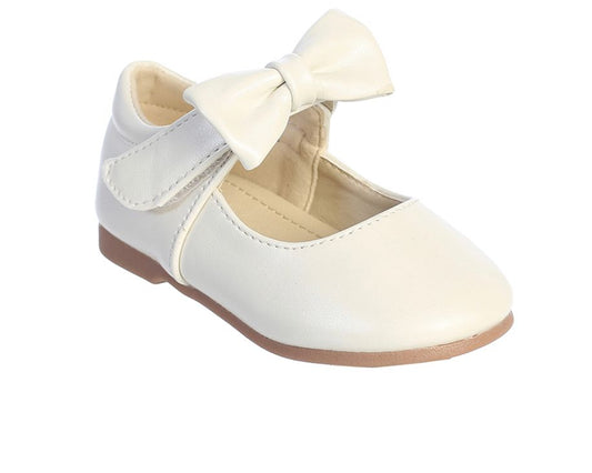 Matte Shoe with Bow Accent and Velcro Strap S161